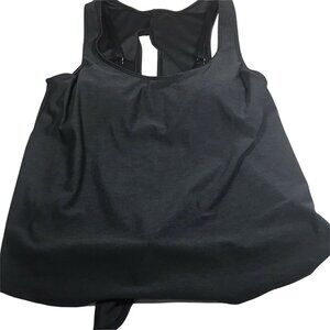 Kona Sol Womens Size Small Tankini Swim Top Open Back Tie Bottom Black New